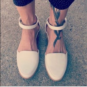 NWT Tan Leather Mary Jane Loafer Espadrille Flats 7.5 READ DESCRIPTION